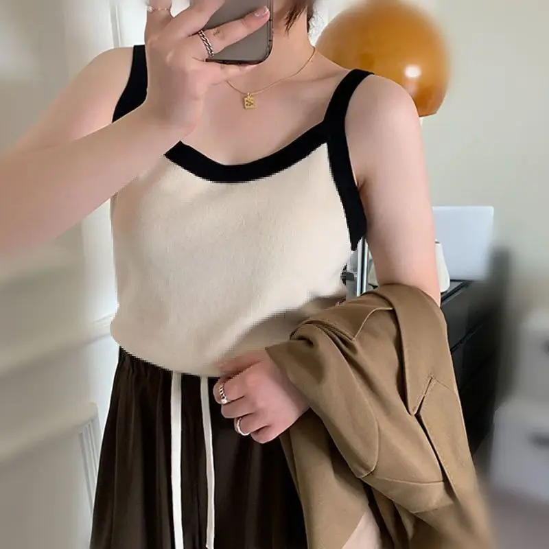 Women's Black Sleeveless Camisole Slimming Spring Summer - Image 5