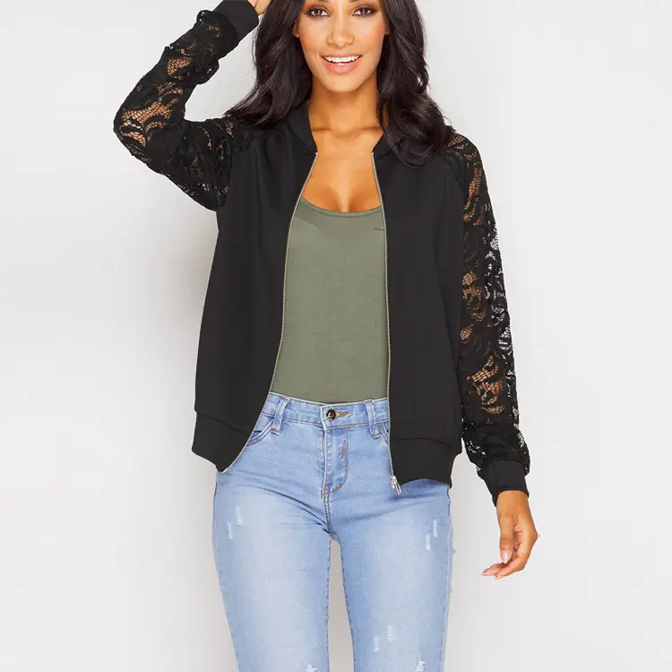 Black Lace Long Sleeve Jacket for Women Winter - Image 7
