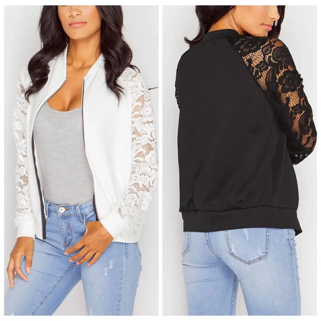 Black Lace Long Sleeve Jacket for Women Winter — feature 4