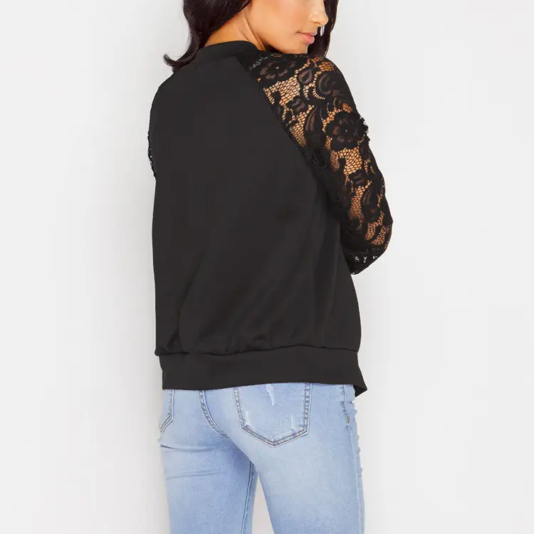 Black Lace Long Sleeve Jacket for Women Winter — feature 8