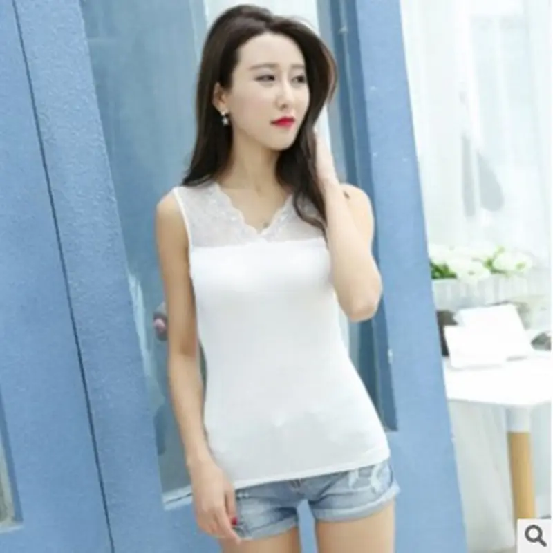 White Lace V-Neck Reversible Camisole Vest - Image 8