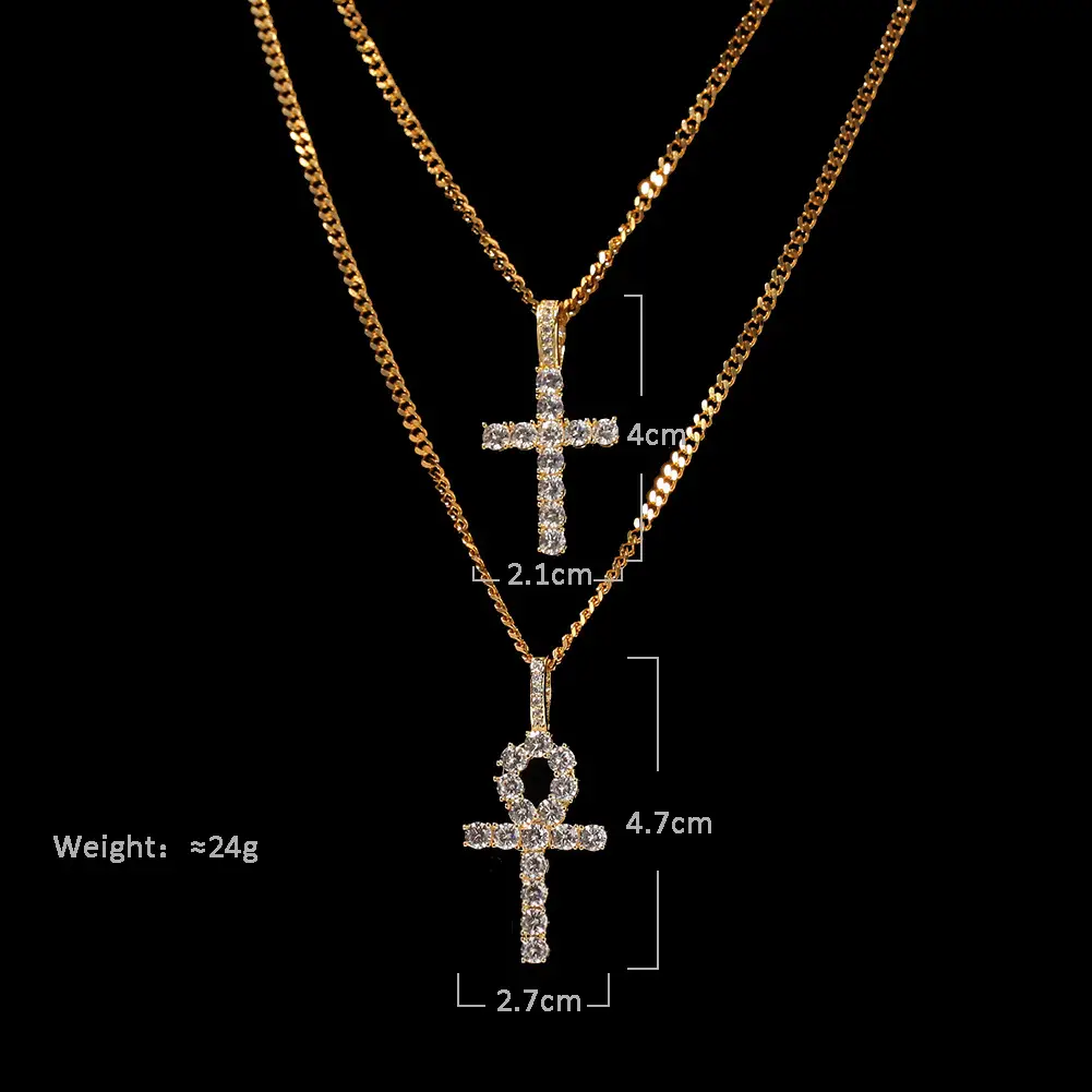 Copper Zircon Cross Pendant Set for Men