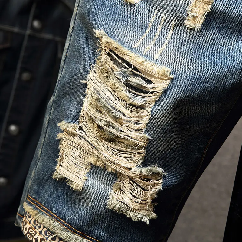 2019 Men's Stretch Slim Ripped Shorts Korean Style - Image 4
