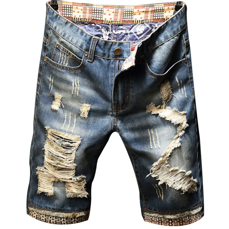 2019 Men's Stretch Slim Ripped Shorts Korean Style - Image 6