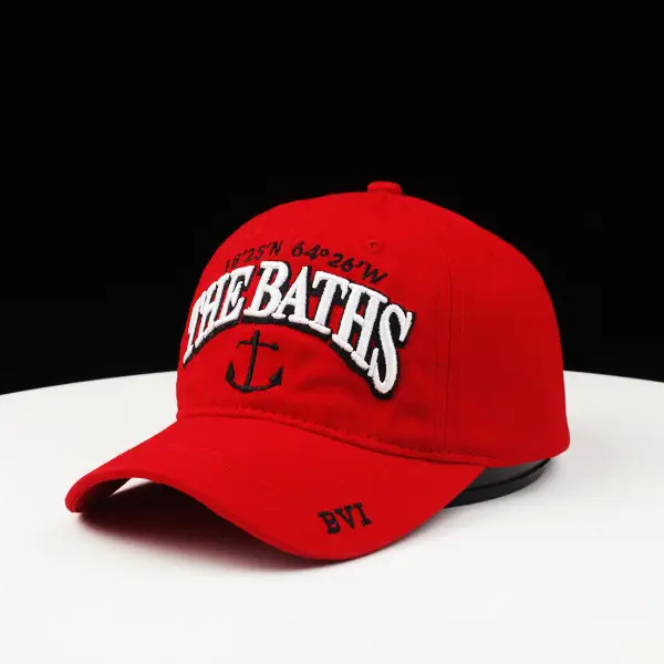 Men's Red The Baths Anchor Peaked Cap - Image 6