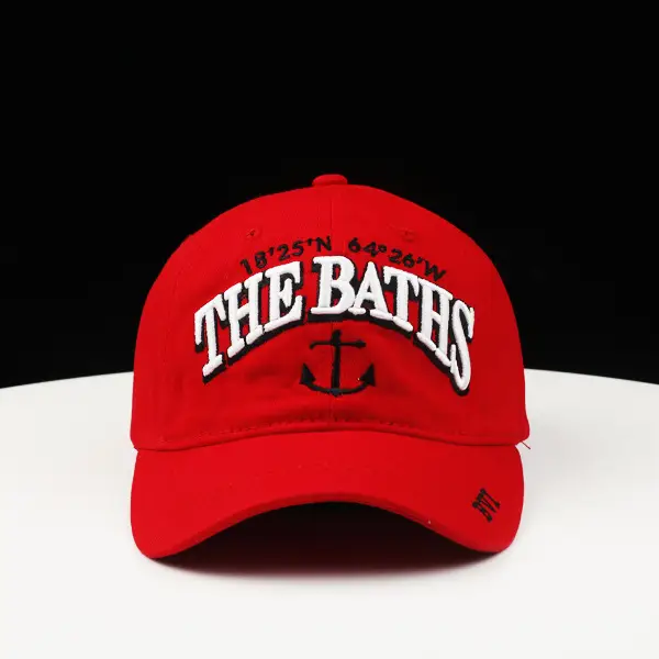 Men's Red The Baths Anchor Peaked Cap - Image 7