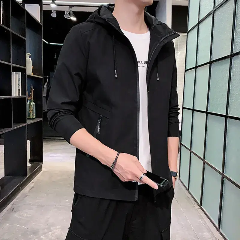 Men's Black Hooded Jacket Plus Size 2020 Autumn - Image 6