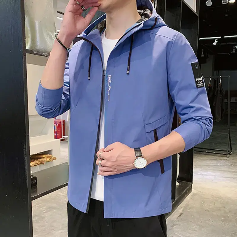 Men's Black Hooded Jacket Plus Size 2020 Autumn - Image 3