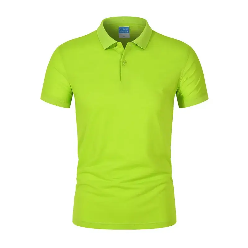 Men Yellow Polo Shirt Short Sleeve Lapel Tencel - Image 10