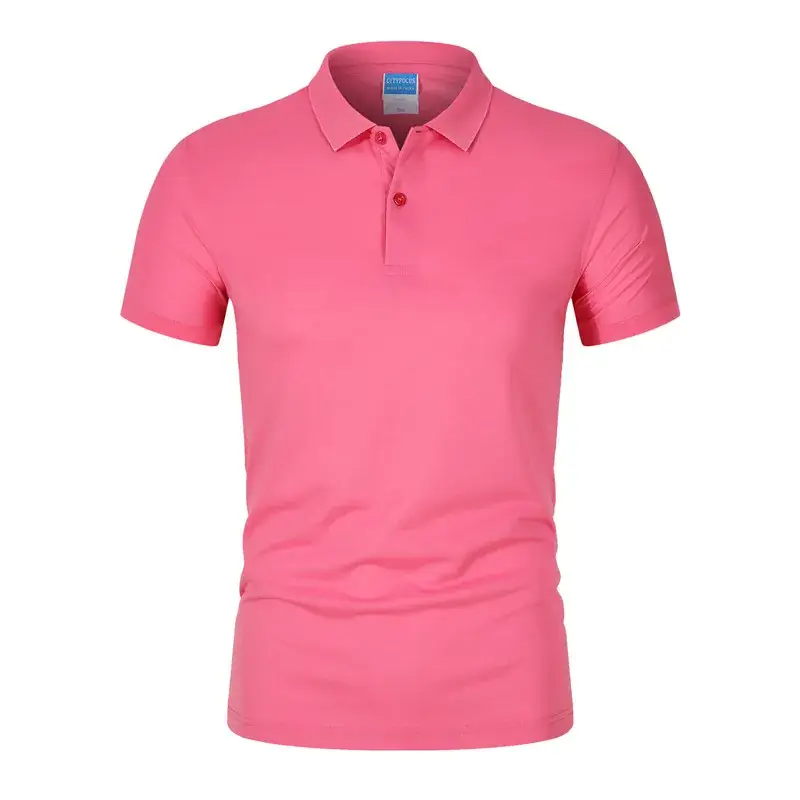Men Yellow Polo Shirt Short Sleeve Lapel Tencel - Image 11