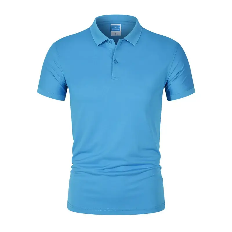 Men Yellow Polo Shirt Short Sleeve Lapel Tencel - Image 12