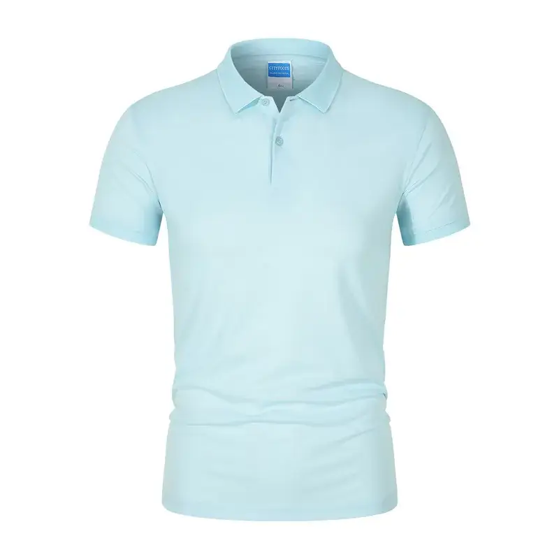 Men Yellow Polo Shirt Short Sleeve Lapel Tencel - Image 13