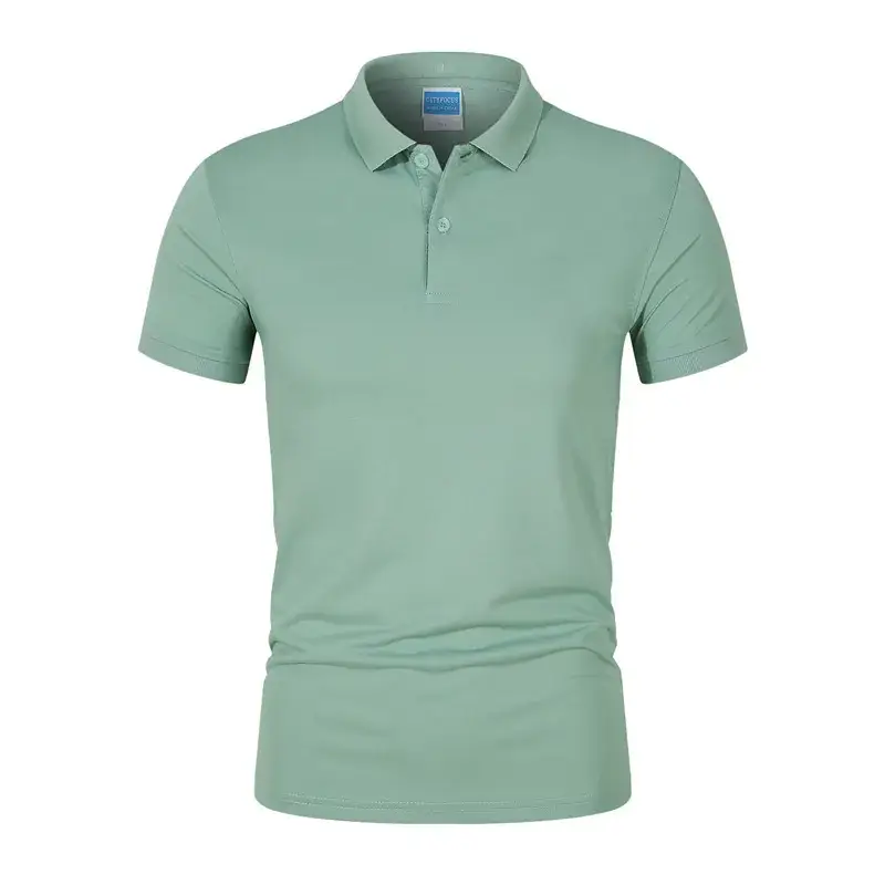 Men Yellow Polo Shirt Short Sleeve Lapel Tencel - Image 14