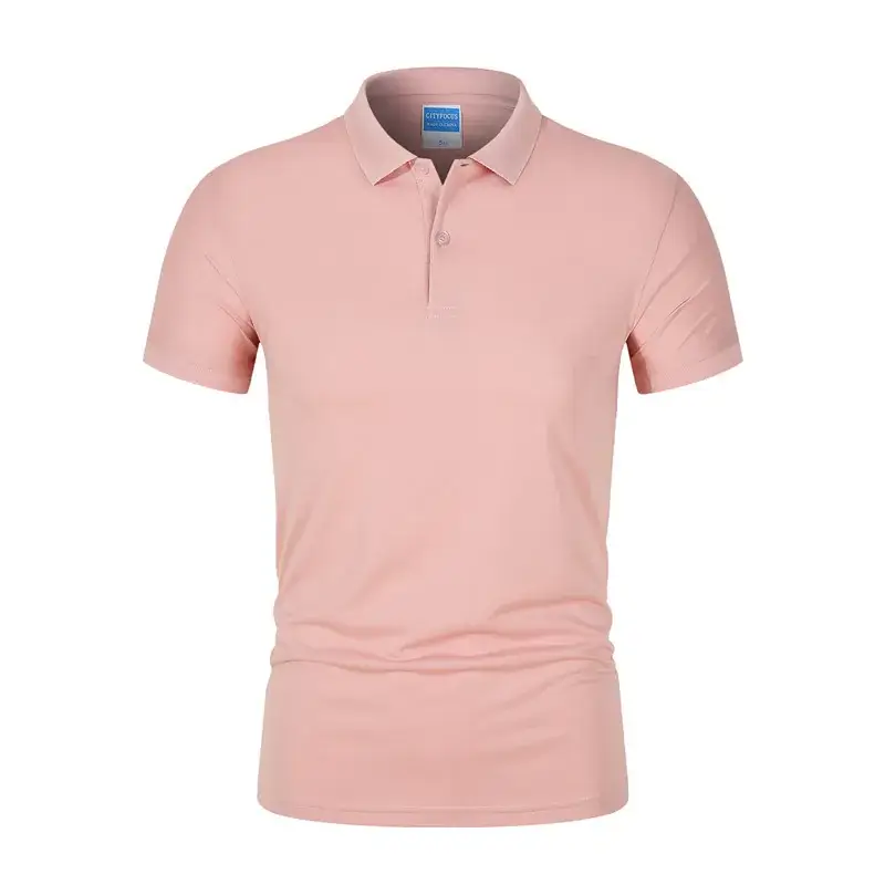 Men Yellow Polo Shirt Short Sleeve Lapel Tencel - Image 15