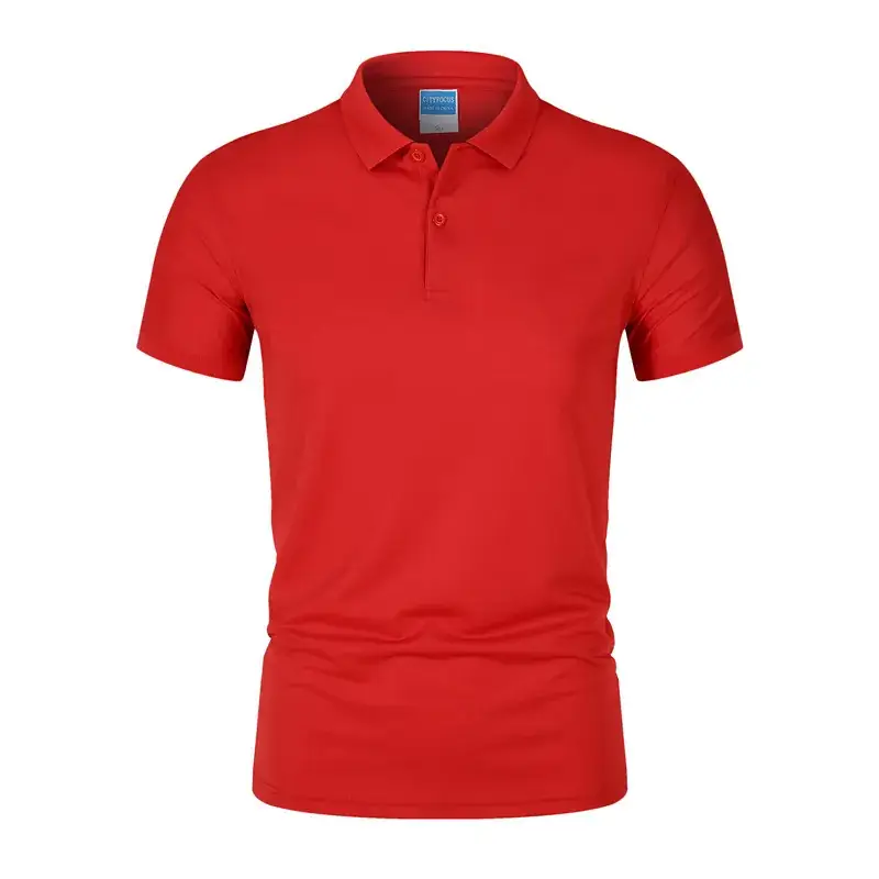 Men Yellow Polo Shirt Short Sleeve Lapel Tencel - Image 2