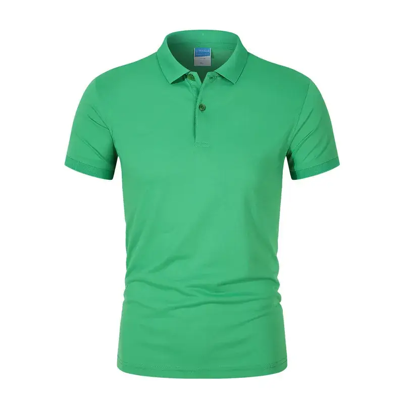 Men Yellow Polo Shirt Short Sleeve Lapel Tencel - Image 8