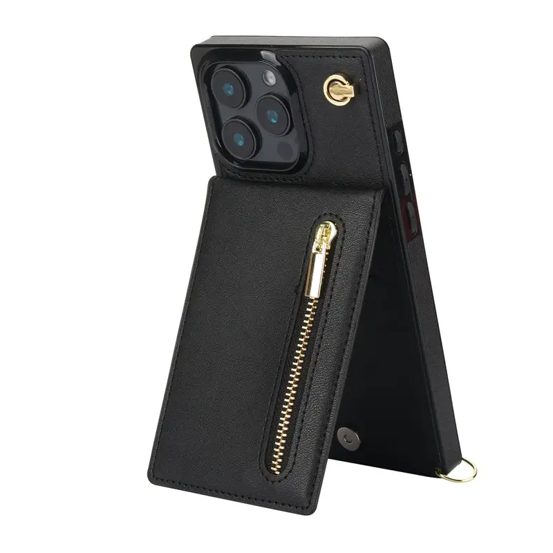 iPhone16ProMax Crossbody Leather Zipper Case Multi Color