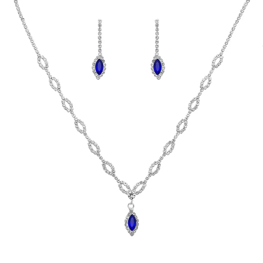 Blue Diamond Bridal Necklace & Earrings Set - Image 8