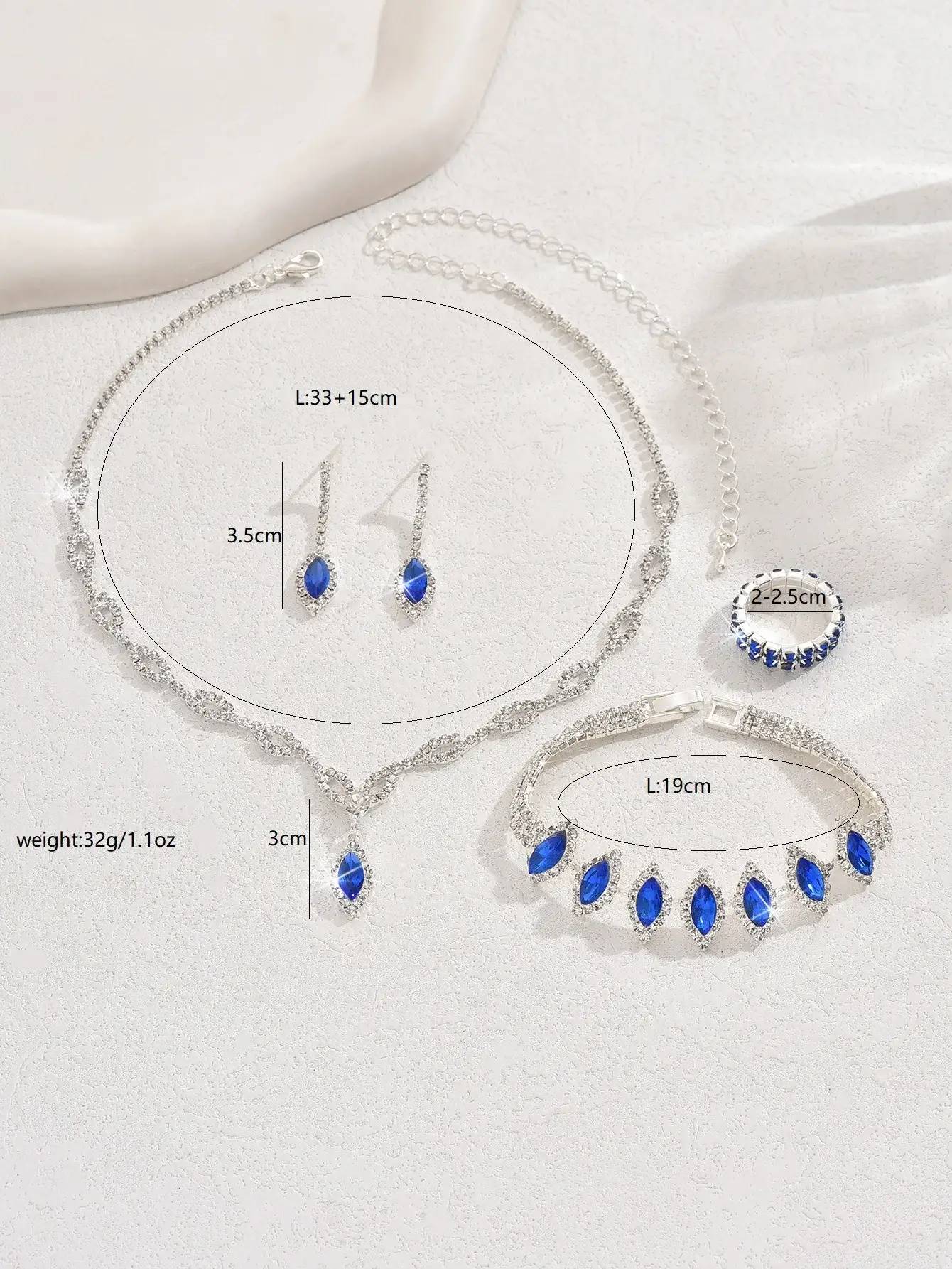 Blue Diamond Bridal Necklace & Earrings Set — feature 2
