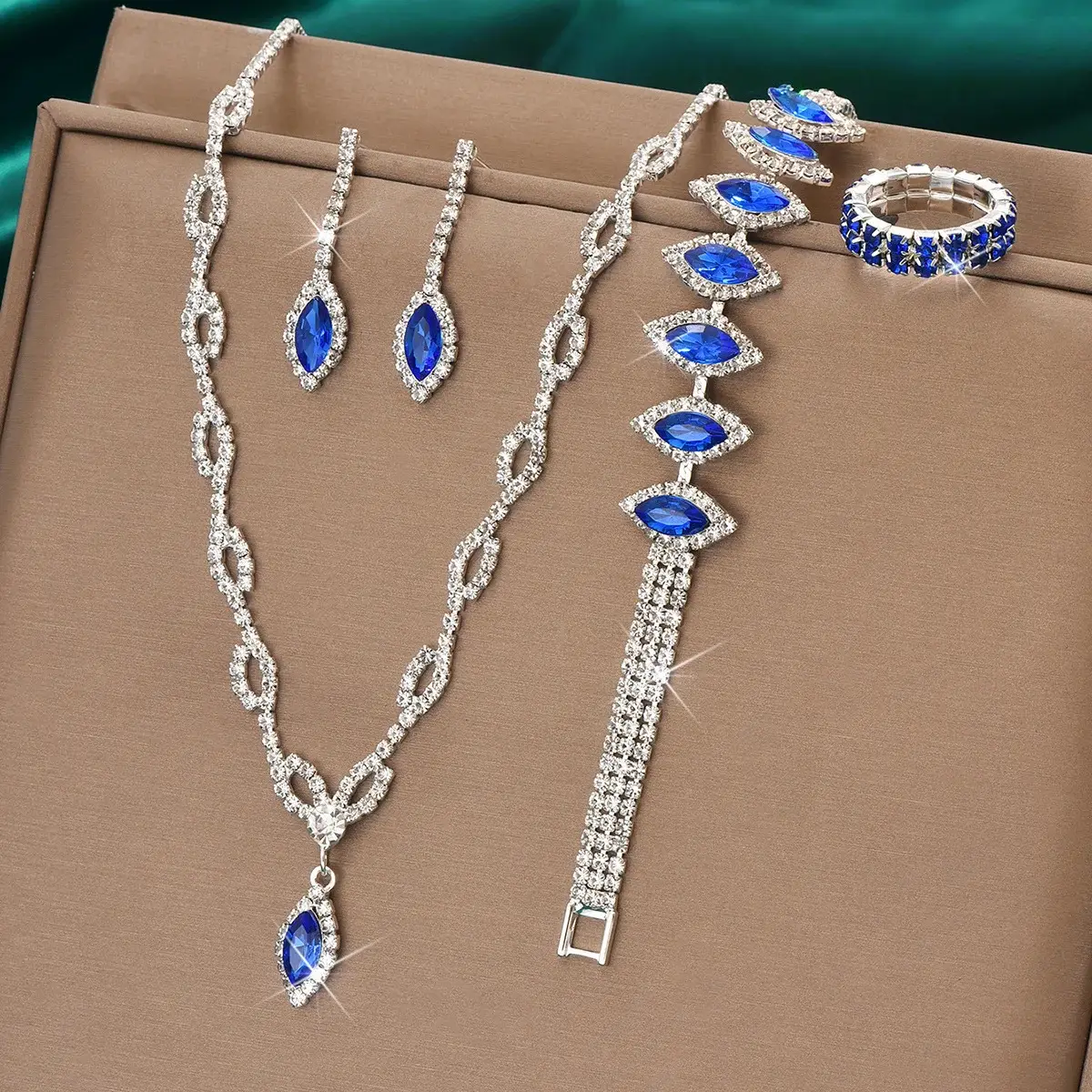 Blue Diamond Bridal Necklace & Earrings Set — feature 5