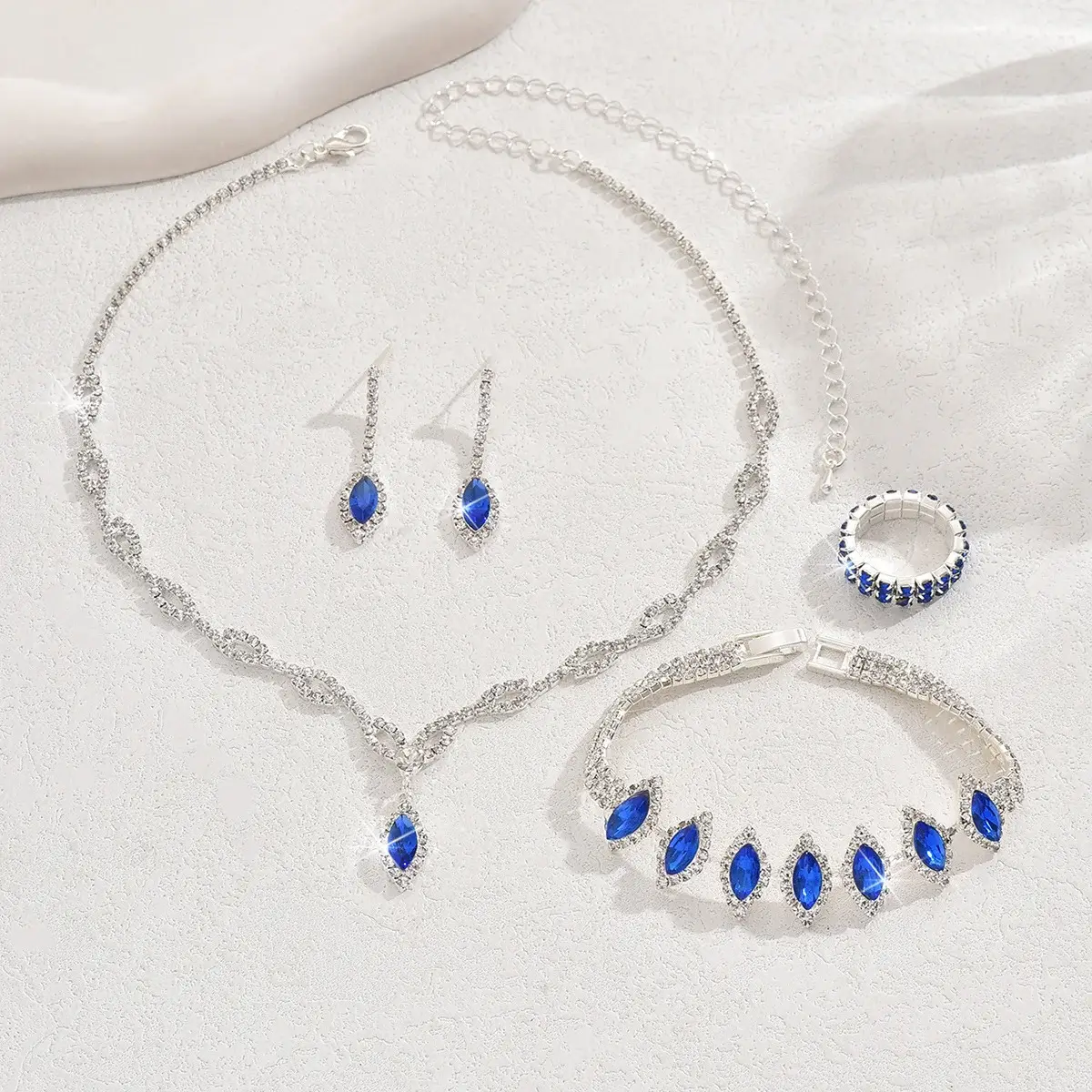 Blue Diamond Bridal Necklace & Earrings Set — feature 6