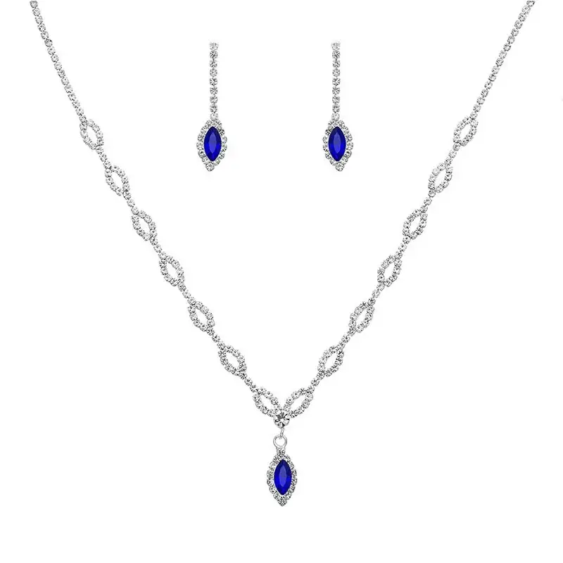 Blue Diamond Bridal Necklace & Earrings Set — feature 9