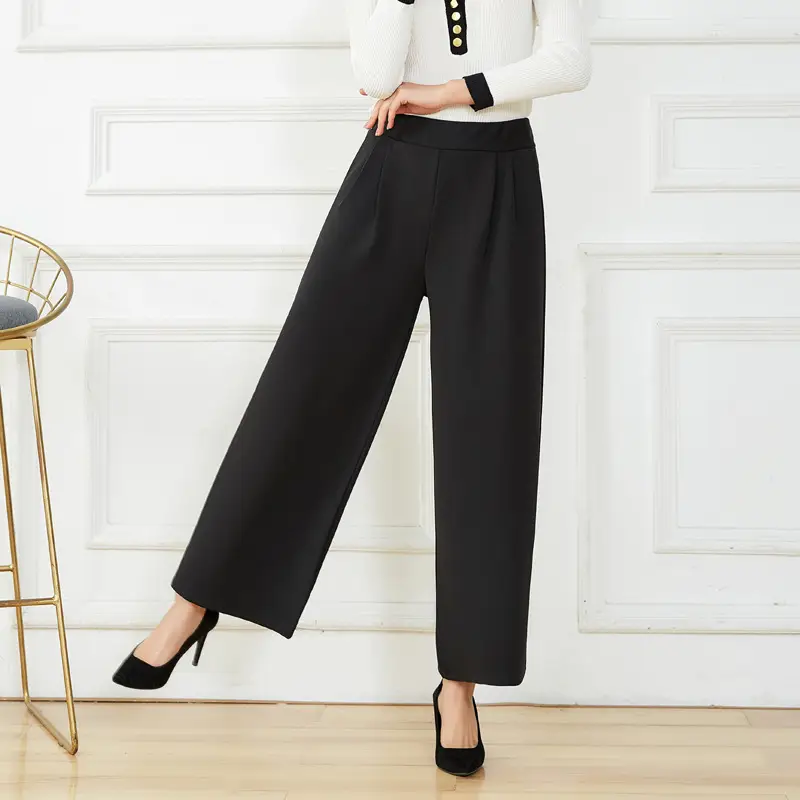 Black Wide Leg Ankle Pants Stretch Large Women - Image 3