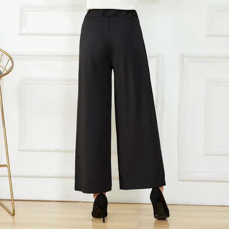Black Wide Leg Ankle Pants Stretch Large Women - Image 4