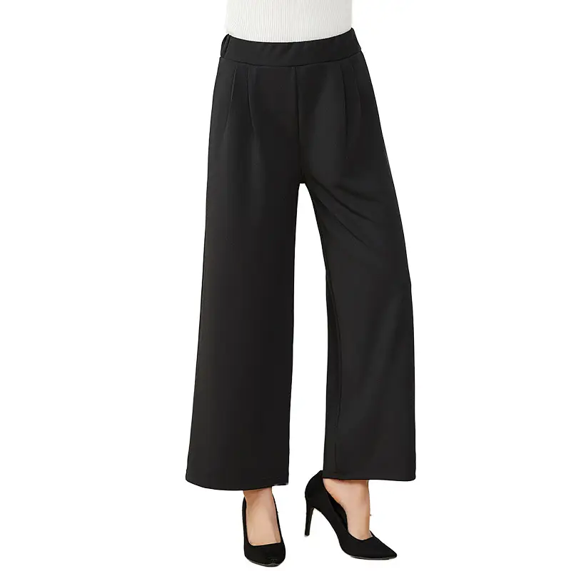 Black Wide Leg Ankle Pants Stretch Large Women - Image 5