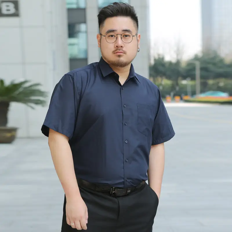 Men's Black Short Sleeve Button Shirt S-8XL Plus Size