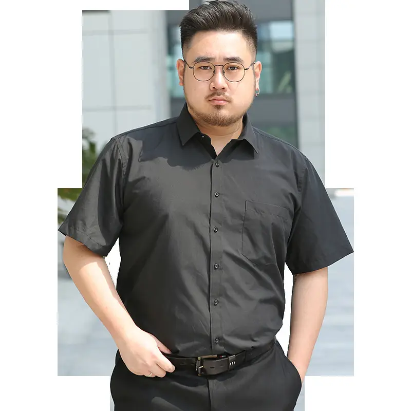 Men's Black Short Sleeve Button Shirt S-8XL Plus Size