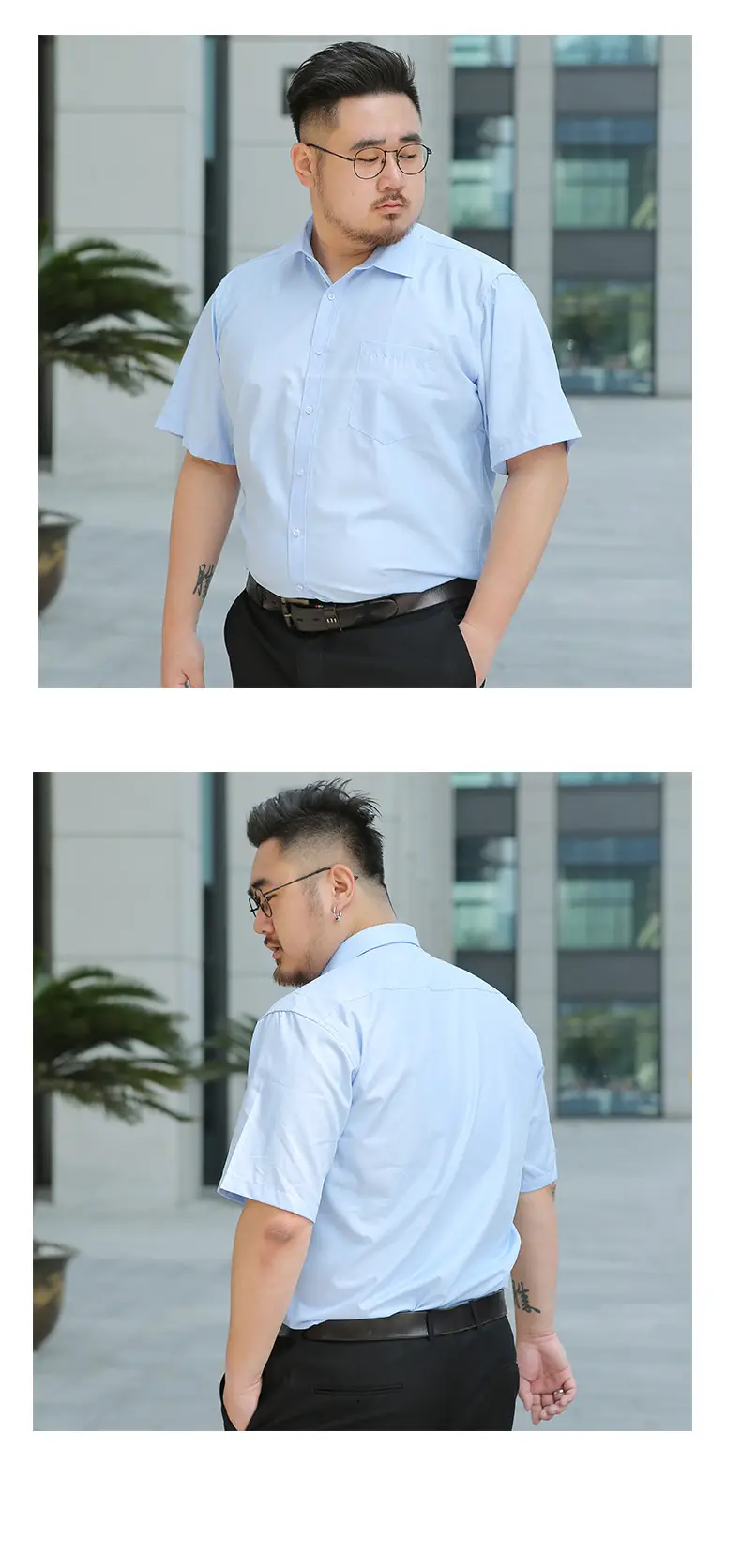 Men's Black Short Sleeve Button Shirt S-8XL Plus Size — feature 14