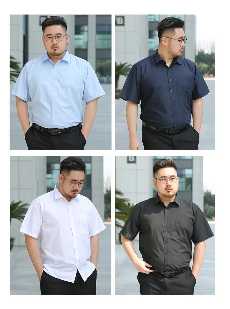 Men's Black Short Sleeve Button Shirt S-8XL Plus Size — feature 3