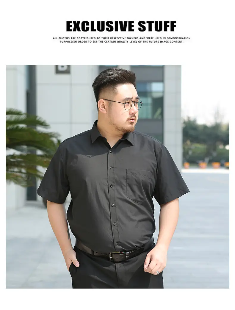 Men's Black Short Sleeve Button Shirt S-8XL Plus Size — feature 4