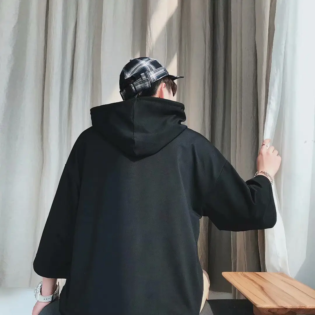 Men Hooded Hoodie Black Hip Hop Style - Image 3