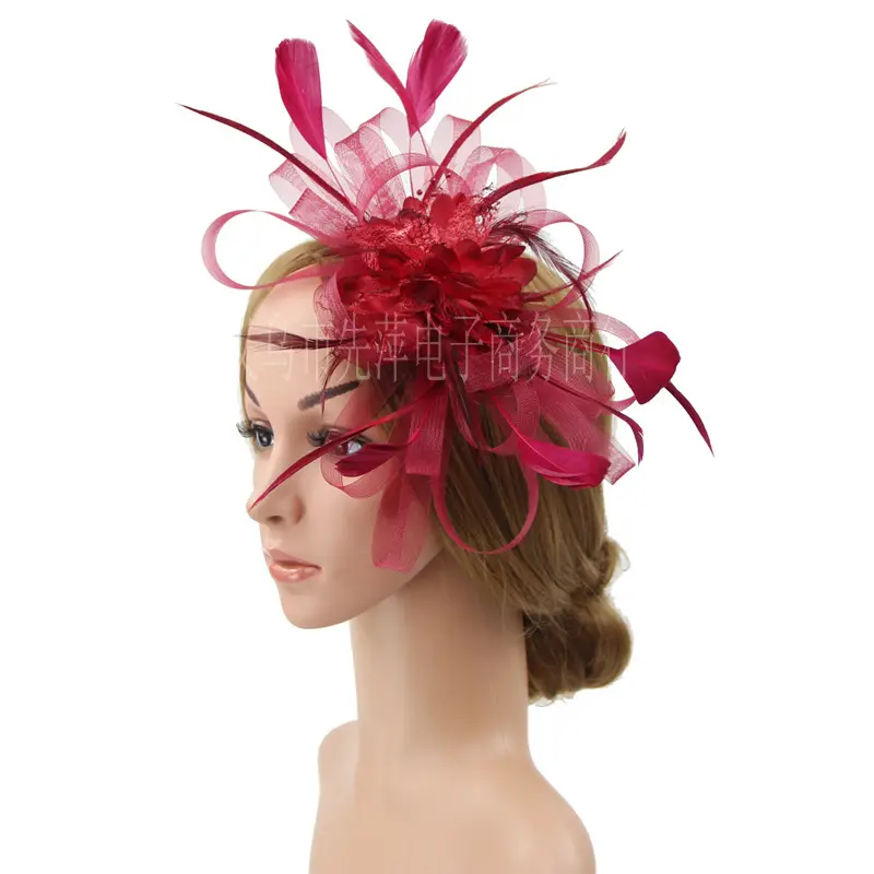 Bridal Feather & Flower Headband for Women - Image 39