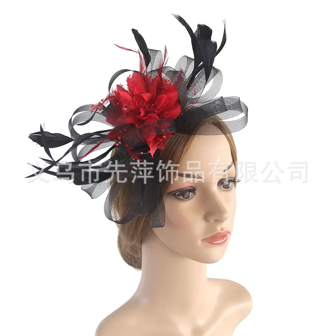 Bridal Feather & Flower Headband for Women - Image 40