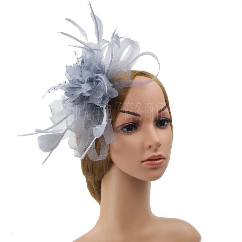 Bridal Feather & Flower Headband for Women - Image 14