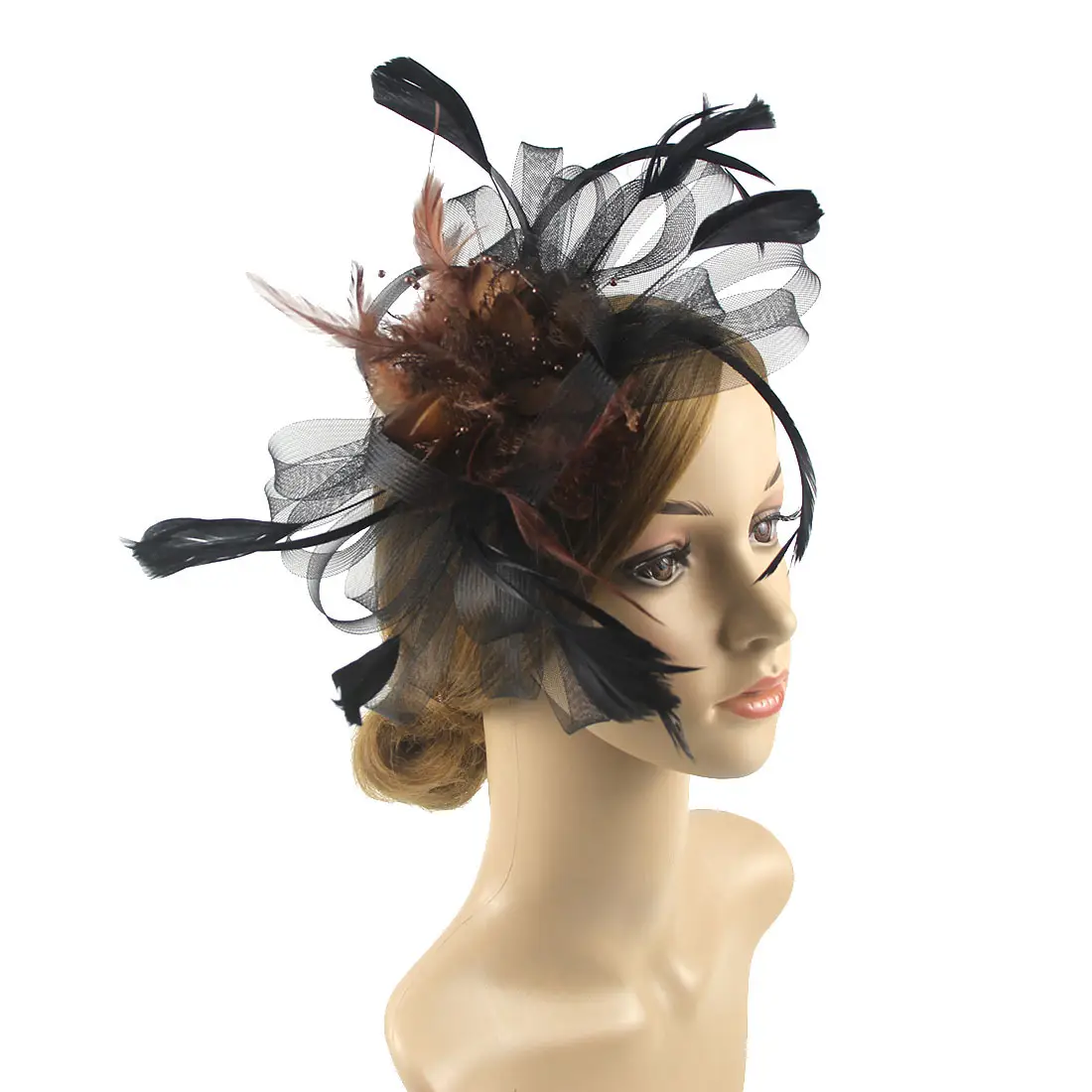 Bridal Feather & Flower Headband for Women - Image 26