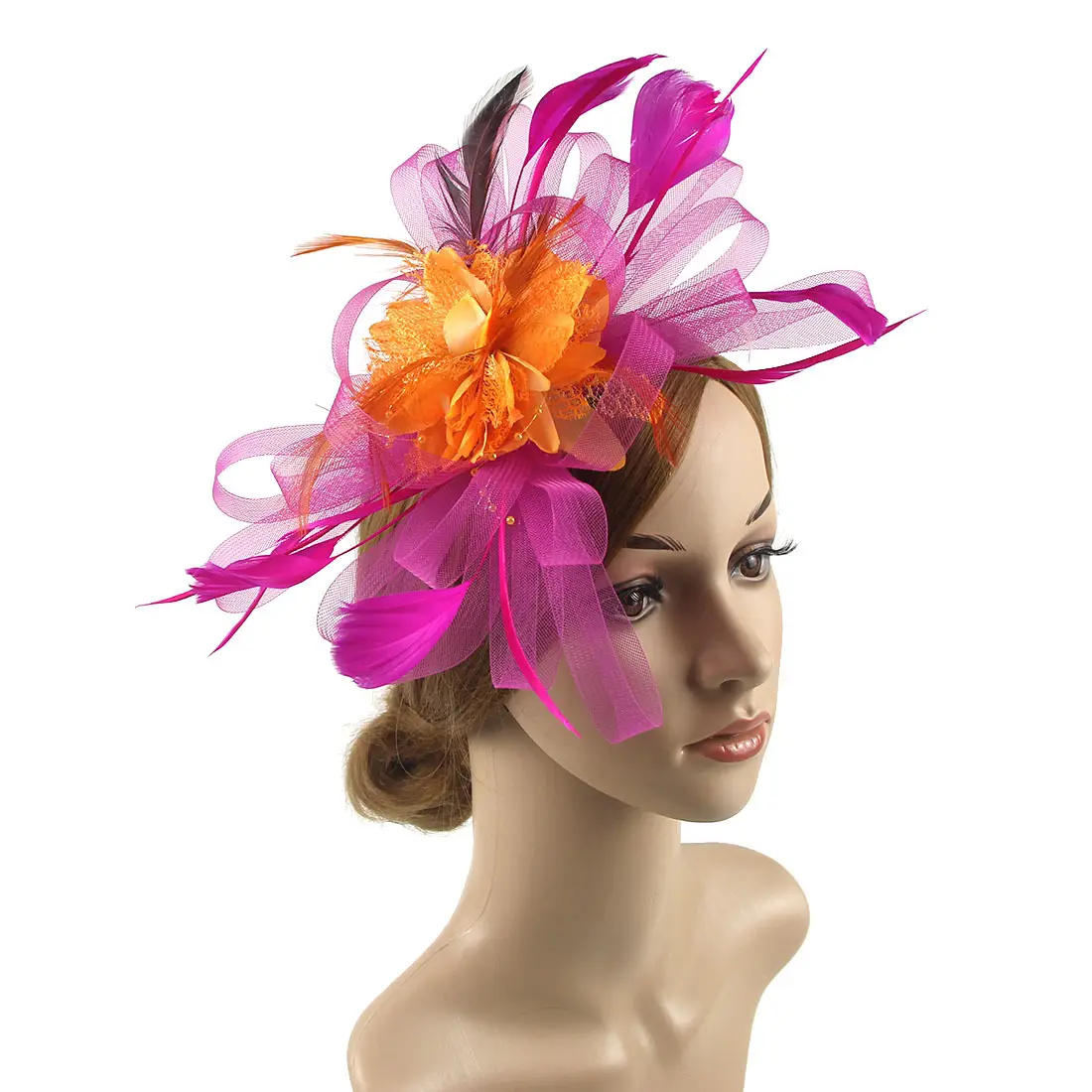 Bridal Feather & Flower Headband for Women - Image 33