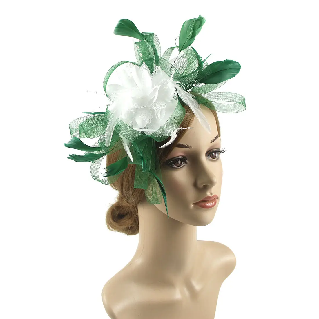 Bridal Feather & Flower Headband for Women - Image 34