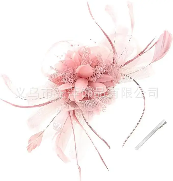 Bridal Feather & Flower Headband for Women - Image 4