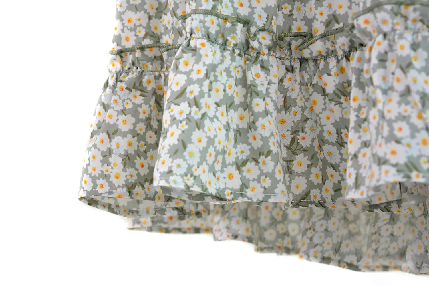 Women High Waist Ruffled Floral Skirt White — feature 100