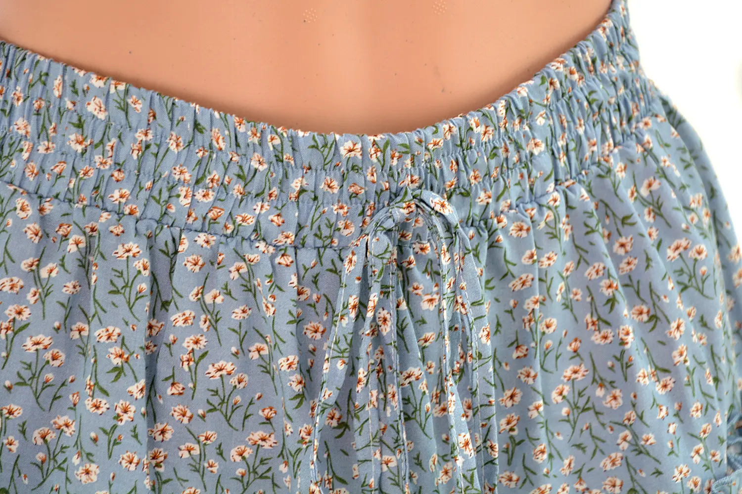 Women High Waist Ruffled Floral Skirt White — feature 102