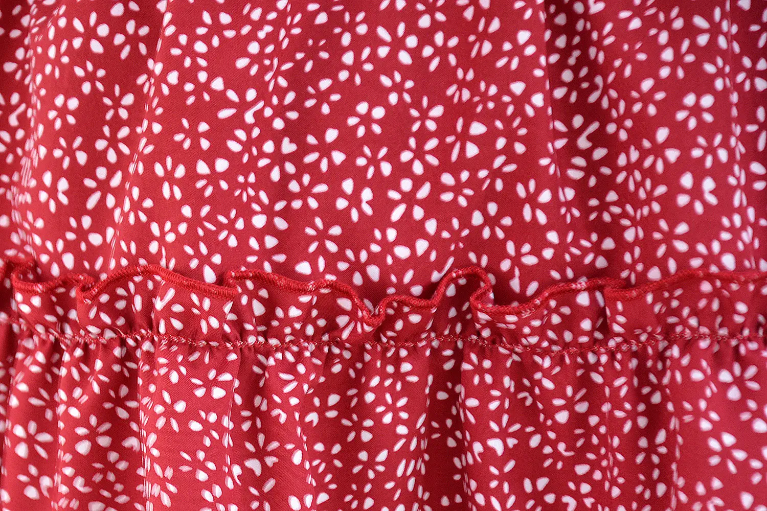 Women High Waist Ruffled Floral Skirt White — feature 107