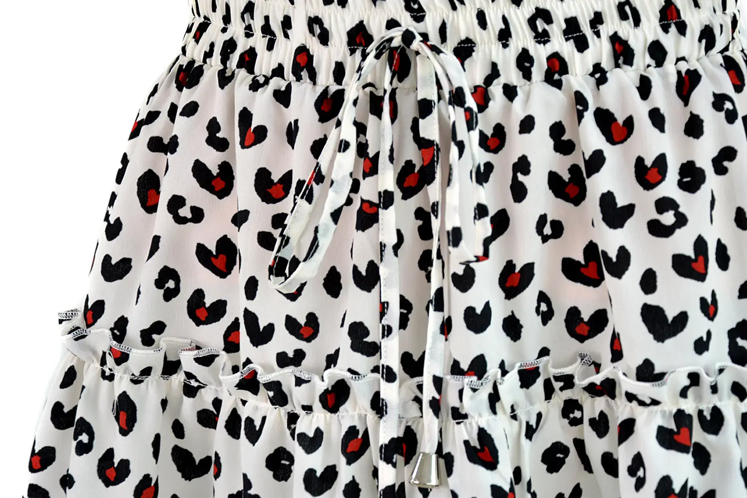 Women High Waist Ruffled Floral Skirt White — feature 109
