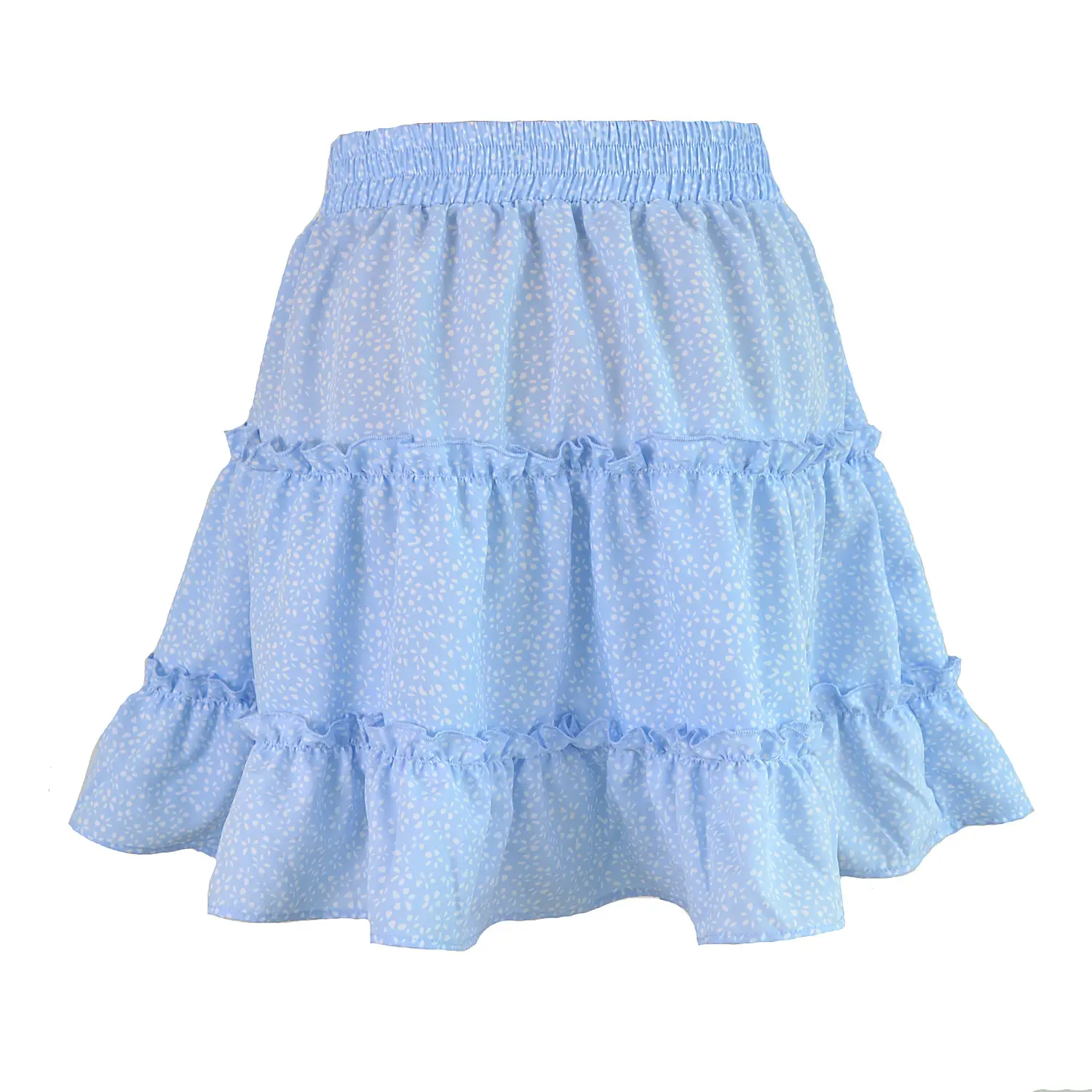 Women High Waist Ruffled Floral Skirt White — feature 70