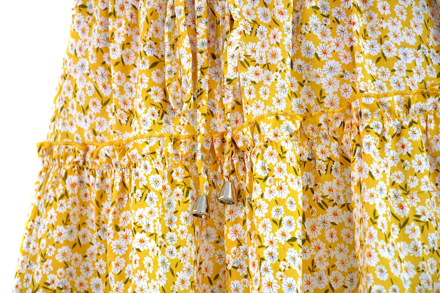 Women High Waist Ruffled Floral Skirt White — feature 98