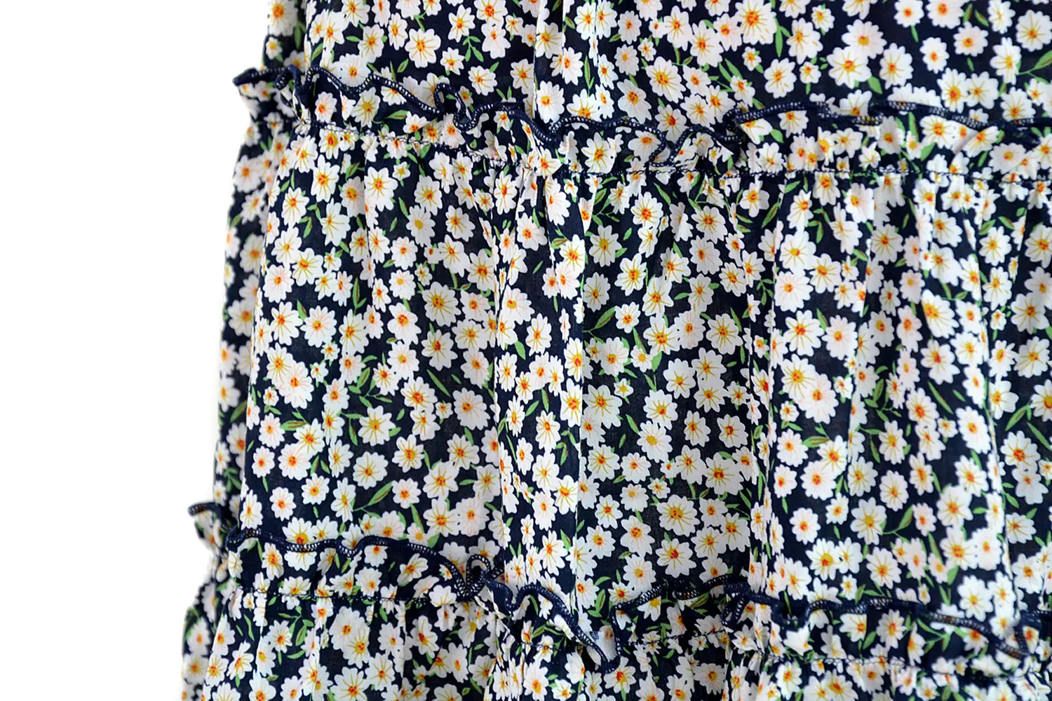 Women High Waist Ruffled Floral Skirt White — feature 99
