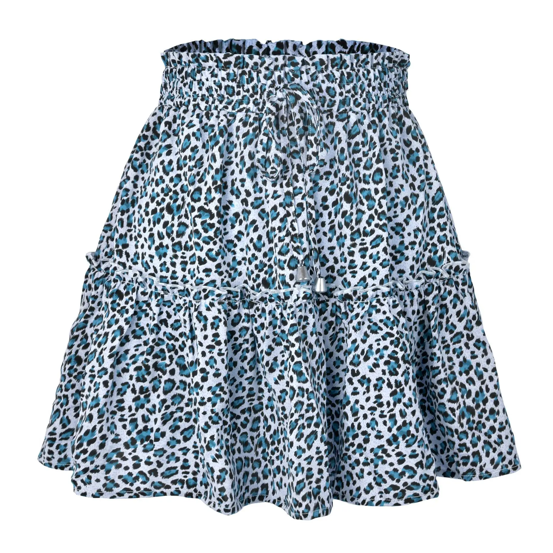 Women High Waist Ruffled Floral Skirt White - Image 19